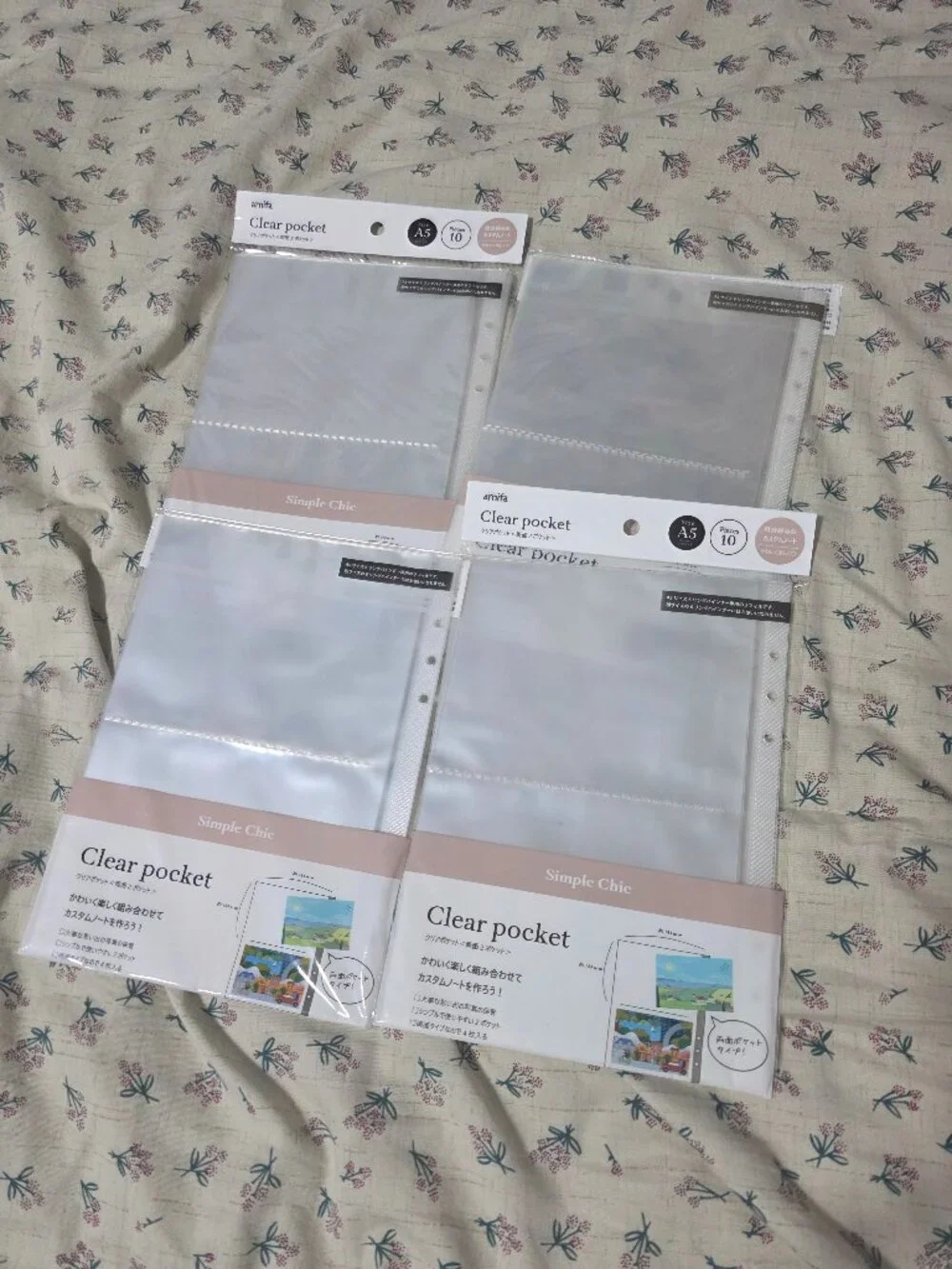 Amifa A5 Refill Sleeves Lot 2-Pocket (4 Packs / 40 Sheets)